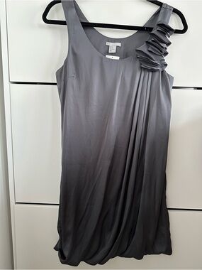 H&M Grey One-Shoulder Pleated Ruffle Dress